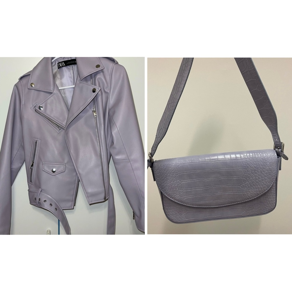 Bundle deal: Lavender leather jacket with Shoulder Bag